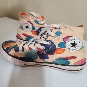 Kids converse all star high tops size juniors size 5 watercolor splatter